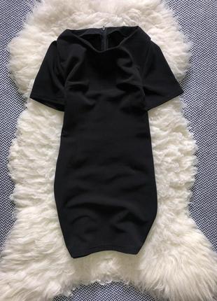 Офисное классическое платье базовое мини чёрное8 фото