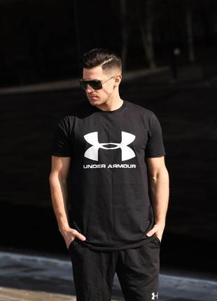 Футболка чоловіча under armour чорна-біла спортивна футболка на кожен день.