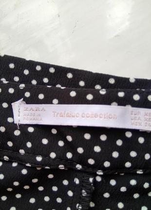 Актуальні короткі літні шорти в горошок zara з подвійними воланами/чорно-білі шортики4 фото