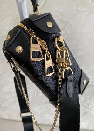Люксовая чёрная сумка с золотой фурнитурой в стиле луи виттон {louis vuitton}5 фото