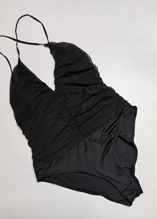 Шикарный боди с фатином на бретелях h&m