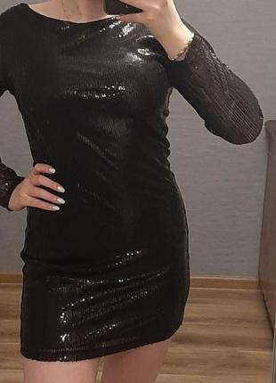 Чорне плаття в паєтках2 фото