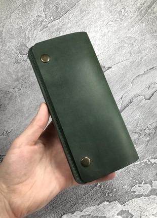 Кожаный кошелёк “manchester” зелёный.1 фото