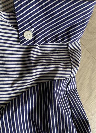 Моднейшая рубашка в мелкую полоску с спущенным воротником 💯% коттон6 фото
