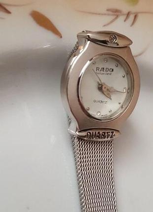 Стильний жіночий кварцевий годинник rado на металевому браслеті4 фото