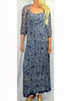 +длинное шелковое платье с красивым принтом edme & esyllte германия (длина 142см)