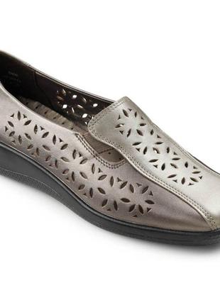 Повсякденне взуття , мокасини hotter womens rimini soft silver leather slip on shoes