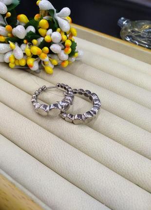 Серебряные массивные фантазийные серьги кольца конго 925 английская застежка4 фото