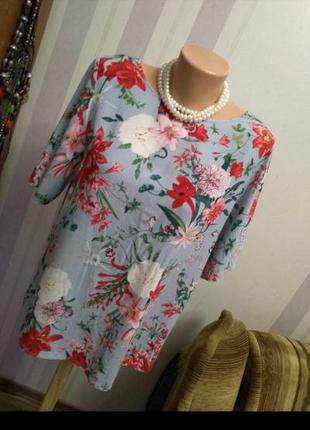 Нежная блуза блузка в цветах большой размер люкс вискоза6 фото