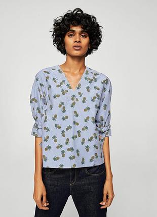 Хлопоковая блуза с принтом mango - xs, s