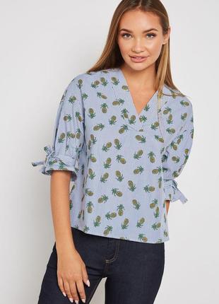 Хлопоковая блуза з принтом mango - xs, s4 фото