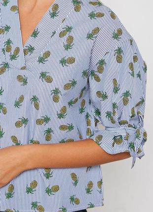 Хлопоковая блуза з принтом mango - xs, s6 фото