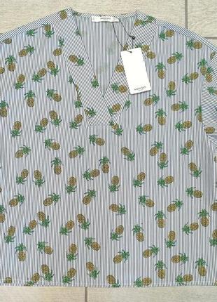 Хлопоковая блуза з принтом mango - xs, s9 фото