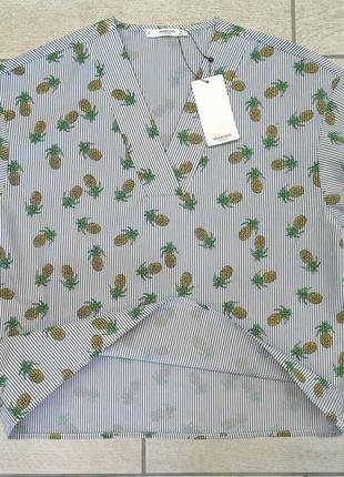 Хлопоковая блуза з принтом mango - xs, s7 фото