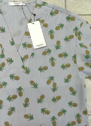 Хлопоковая блуза з принтом mango - xs, s8 фото