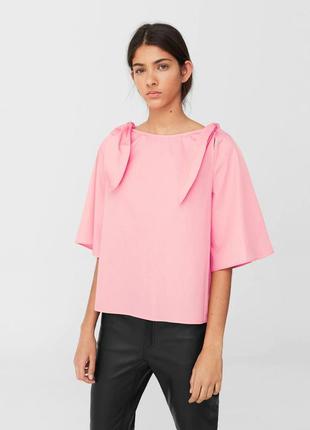 Блуза из поплина с бантом mango - xs, s