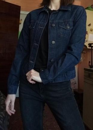 Синя приталена джинсова куртка джинсовці dnm3 фото