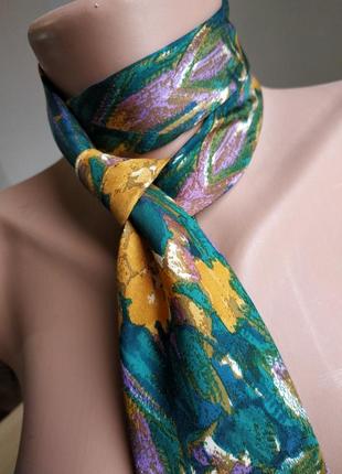 Шелковый галстук цветной мазки акварель зеленый винтажный4 фото