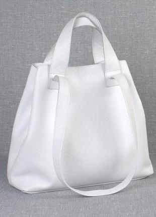 Кожаная вместительная белая сумка-трансформер, цвета в ассортименте5 фото