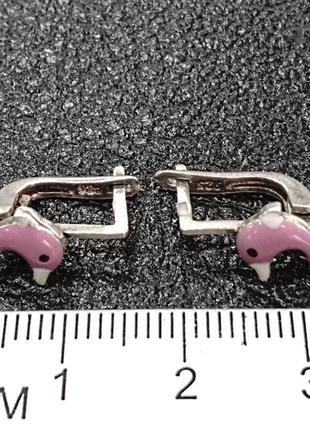 Детские серебряные серьги дельфинчики с заливкой из эмали