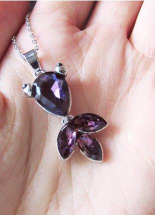 🏵ювелірний кулон підвіска на ланцюгу рибка в кристалах, новий! арт. 5041