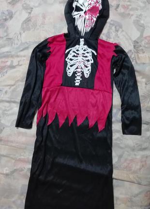 Карнавальное платье с маской скелет, зомби на 10-12лет