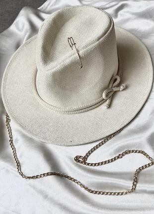 Капелюх федора, капелюх у стилі руслана багінського, капелюх з ланцюжком та шпилькою5 фото