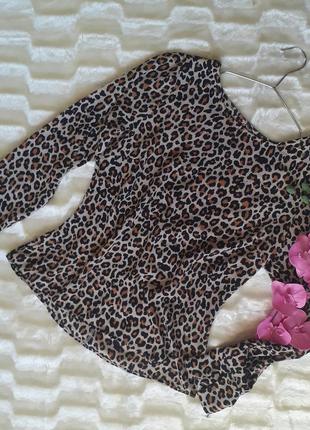 Блузка шифоновая , леопардовый принт.1 фото