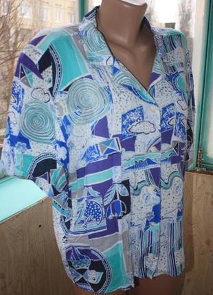 Стильная винтажная рубашка блуза в оригинальный принт4 фото