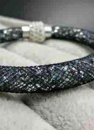 Браслет "зоряний пил" в стилі swarovski stardust/темний графіт