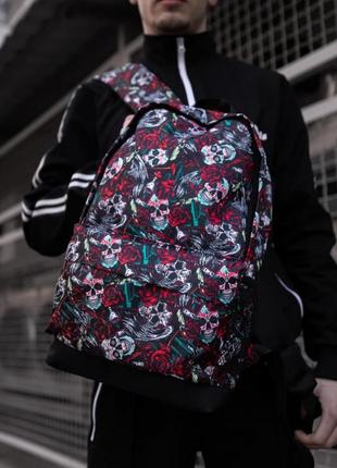 Рюкзак с принтом череп и розы женский / мужской2 фото