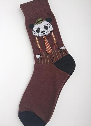 🐼банда панда, коричневі чоловічі шкарпетки, модні чоловічі шкарпетки прикольні шкарпетки🆕
