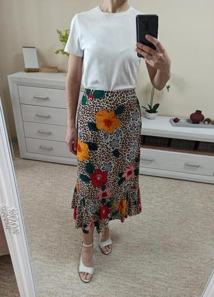 Красивая стильная летняя юбка в цветочный принт 100% вискоза5 фото