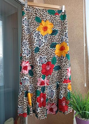 Красивая стильная летняя юбка в цветочный принт 100% вискоза2 фото
