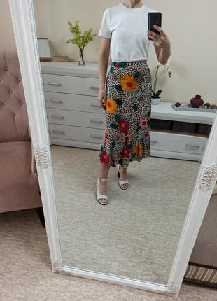 Красивая стильная летняя юбка в цветочный принт 100% вискоза6 фото