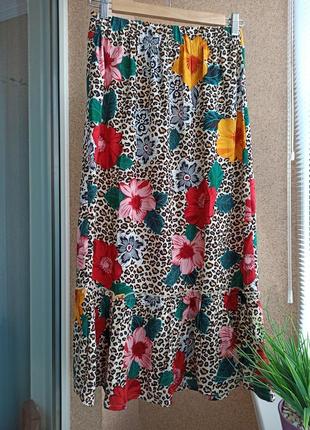 Красивая стильная летняя юбка в цветочный принт 100% вискоза3 фото