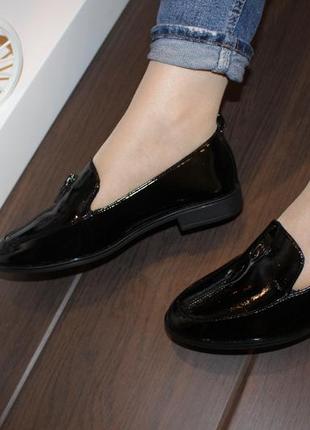 Туфли женские черные лаковые т12826 фото