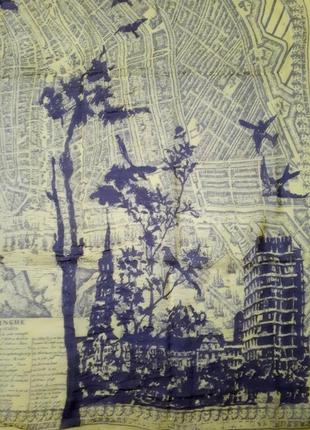 Великий хустку з міським принтом жовтий