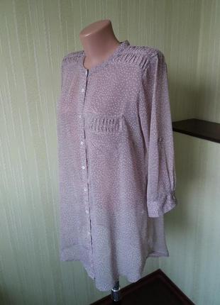 Трендовая шифоновая блуза рубашка в горошек в нюдовом цвете от karen by simonsen4 фото