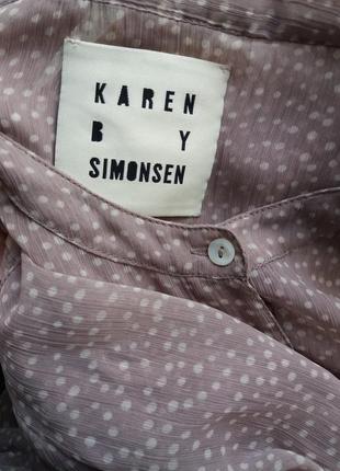Трендовая шифоновая блуза рубашка в горошек в нюдовом цвете от karen by simonsen9 фото