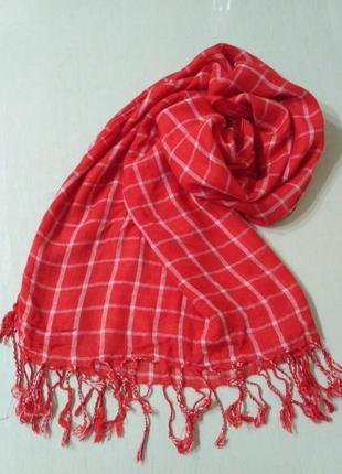 Maddison тонкий шарф, палантин в клітку 186×45 см 100% віскоза