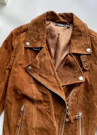 🧥замшевая коричневая кожаная куртка косуха esmara/натуральная замшевая косуха весна-осень🧥2 фото