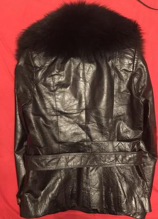Кожаная куртка с мехом чернобурки2 фото