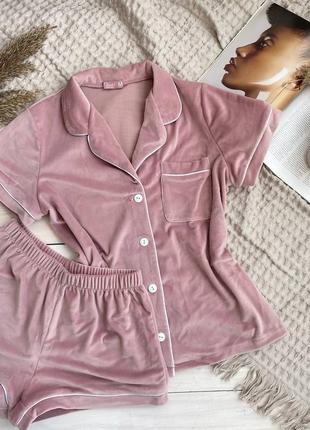 Плюшевий комплект двійка : сорочка (короткий рукав) +шорти
