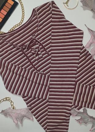 Джемпер водолазка лонгслив в смужку в рубчик terranova