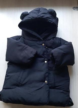 Куртка zara чёрная пуховая