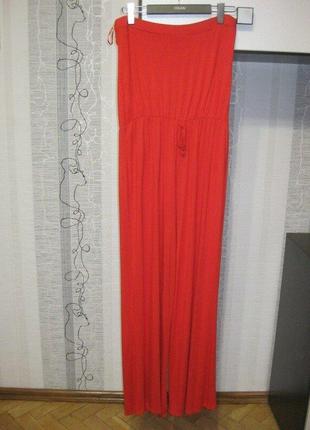 Натуральный комбинезон в виде платья сарафан трикотаж бандо клеш палаццо батал 181 фото