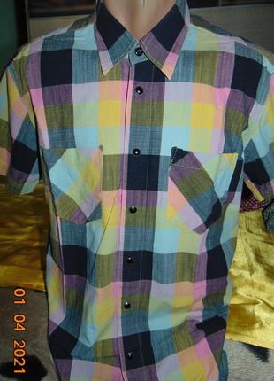 Стильная катоновая яркая нарядная рубашка шведка сорочка solidus.м-л.5 фото