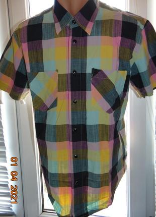 Стильная катоновая яркая нарядная рубашка шведка сорочка solidus.м-л.4 фото