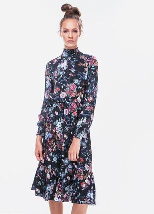 Стильне плаття міді з віскози квітковий принт vero moda